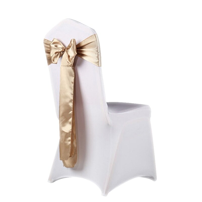Wstążki na krzesła satynowa krzesło na ślub węzeł dekoracyjne pokrycie krzesła muszki na wesele bankiet dekoracje na imprezy okolicznościowe