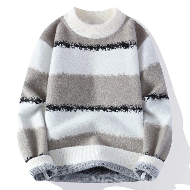 Новинка Осень/Зима 2023, мужской высококачественный модный трендовый норковый пуловер, мужской повседневный удобный теплый свитер, Мужские размеры