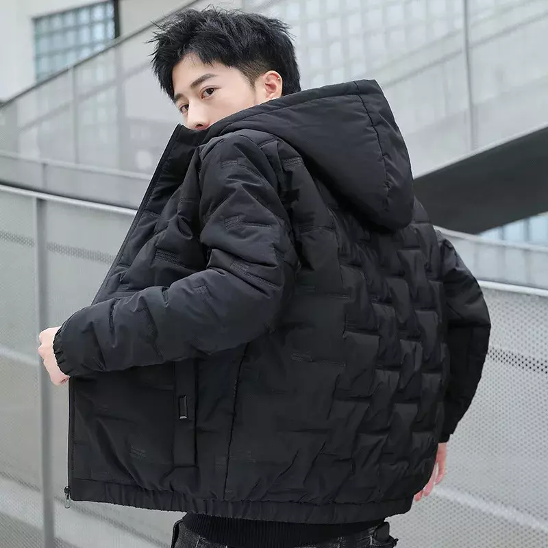 Giacca in cotone da uomo coreano 2023 giacca autunnale e invernale bella nuova giacca in cotone addensato con cappuccio in cotone