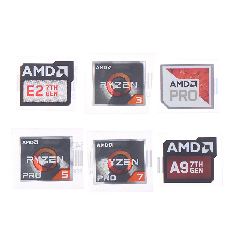 Etiqueta adhesiva de la serie AMD A9 PRO, E2, Ryzen 3, 5, 7, logotipo, decoración artesanal, 5 piezas