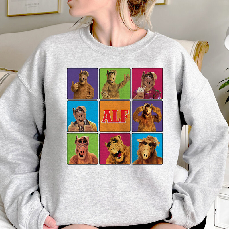 Alf hoodies women 90s long sleeve top funny japanese clothing female Korean style Hooded Shirt