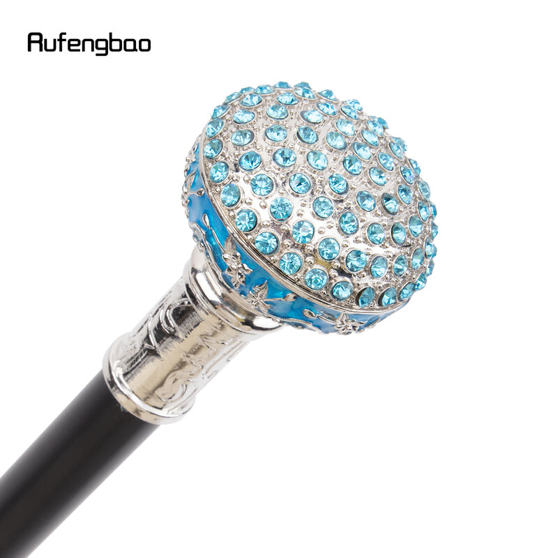 Blauw Wit Kunstmatige Diamant Bal Walking Cane Mode Decoratieve Wandelstok Gentleman Elegante Cosplay Cane Crosier 92Cm