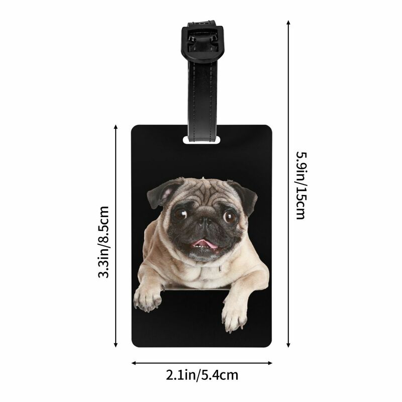 Etiqueta de equipaje personalizada para perro Pug, etiqueta de equipaje de Protección de Privacidad, etiquetas de maleta de viaje, encantador