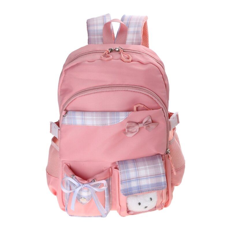 Bolsa de escola de nylon com bowknot, mochila para adolescentes, meninas, mochila infantil, mochila casual, sacos de livros