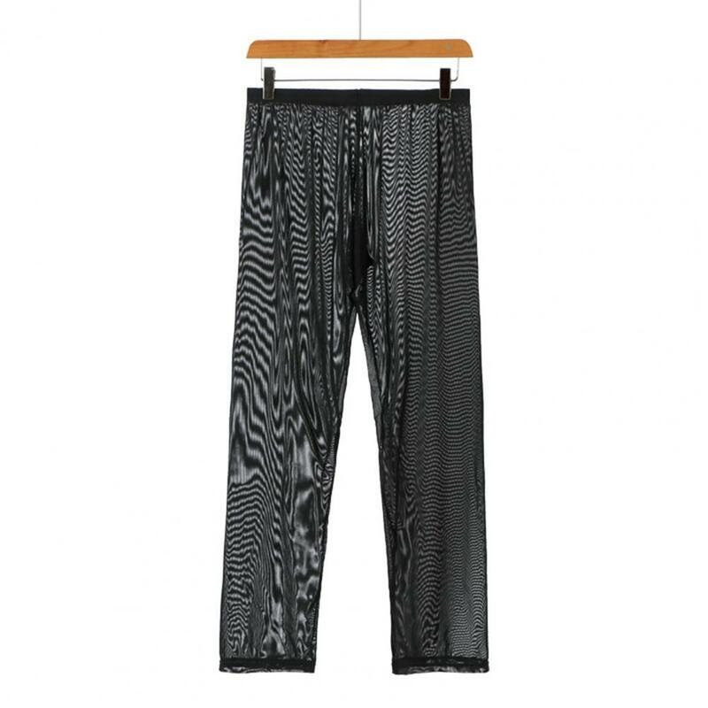 Lodowy jedwab oddychające męskie spodnie od piżamy cienkie, prześwitują elastyczne, Plus Size, spodnie męskie spodnie do spania