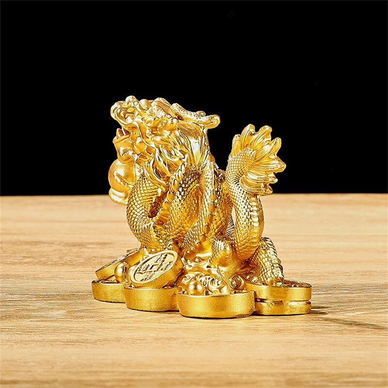 Estatua de dragón chino de resina, escultura de mascota del zodiaco, año del Dragón, decoración para la riqueza, buena suerte, 2024