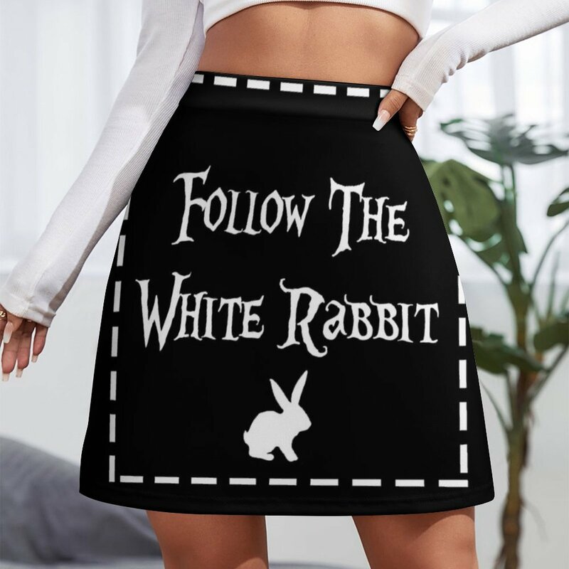 Podążaj za białym królikiem, czarna wersja Mini spódniczką spódnica damska luksusowych ubrań kobiet spódnica damska