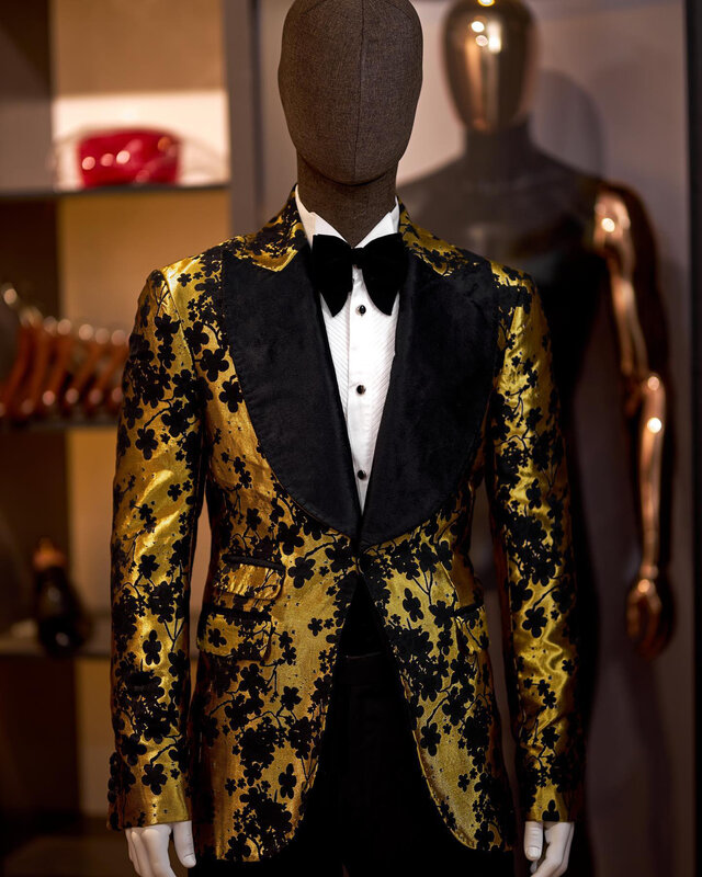 Новый мужской роскошный костюм с цветочным принтом, смокинги с заостренными лацканами для свадьбы, выпускного вечера, вечеринки, куртка Ternos Masculino