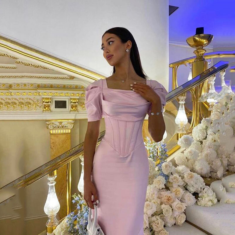 Elegante Meerjungfrau Abendkleider Flügel ärmel Ballkleid Satin Saudi Arbia Ballkleider formelle Gelegenheit Kleid