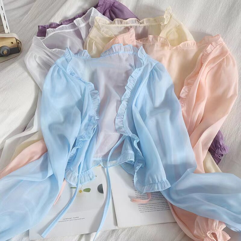 Women Thin Coat Casual Lace Bow Summer Sun Protection Clothes Female Cardigan Shirt Clothing Tops Blouse for Lady Covers Blusa