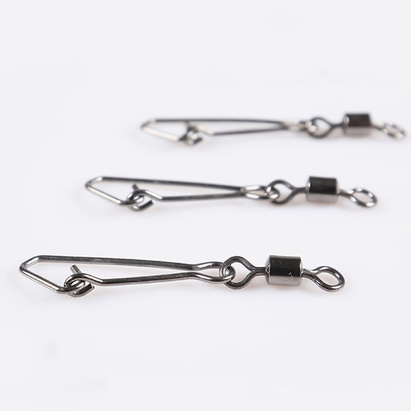 pack 1/0#/2#/4#/6#/8# Bearing Fishing Swivels Snap Rolling Connector Swivel With Hooked Snap Fishing Accessories