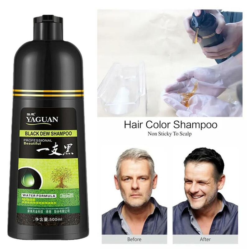 Shampooing colorant pour cheveux blancs, coloration rapide naturelle, cheveux noirs, cheveux bruns, 500ml, I3x4