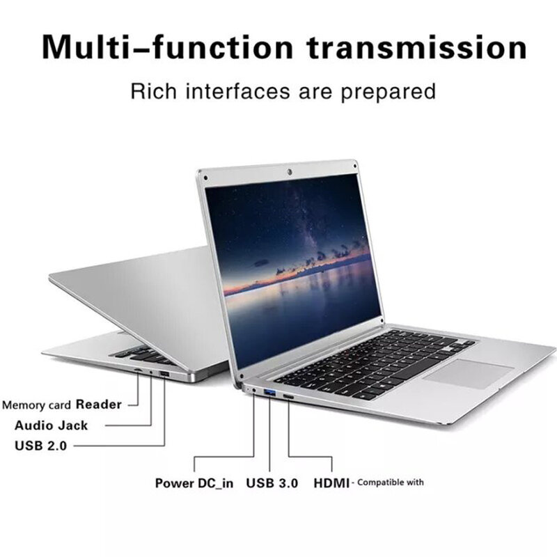 Laptop Siswa Murah 14 Inci Notebook Windows 10 Pro 6GB DDR3 128GB 256GB SSD HD Screen Intel N3350 Laptop Kecil