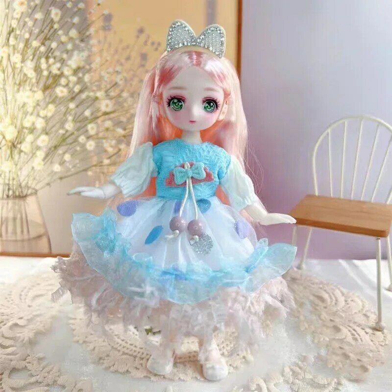 23cm Kawaii BJD Doll Girl 6 Points Joint Movable Doll with Fashion Clothes Soft Hair Dress Up Girl Toys Birthday Gift Doll New