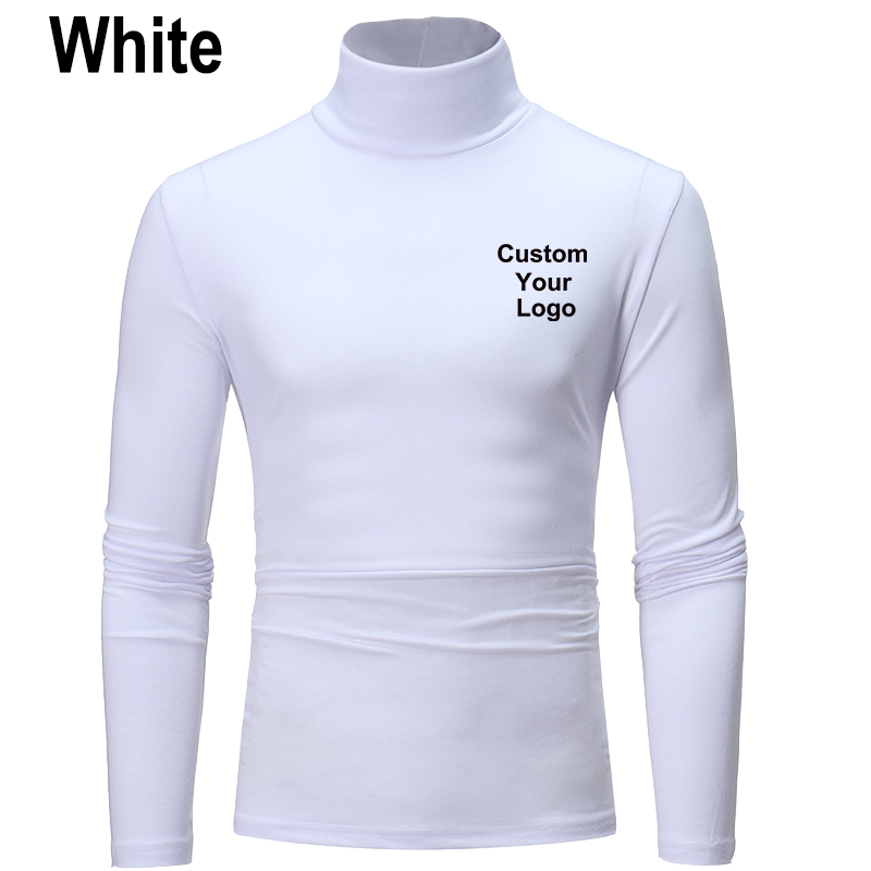 Fashion Men's Custom Your Logo High Neck Sweater Warm Solid Casual Long Sleeve Slim Fit Pullover