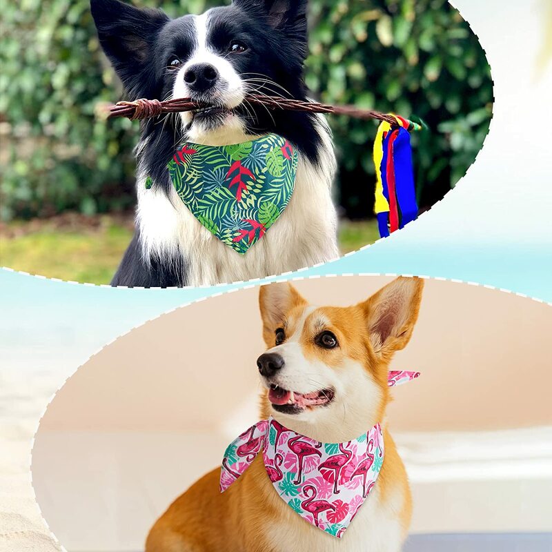 30Pack wiosenna, w kwiatki i letnie owoce uroczy pies bandany miękkie trójkątne szaliki dla psów poliestrowa chustka dla małych średnich dużych zwierząt domowych