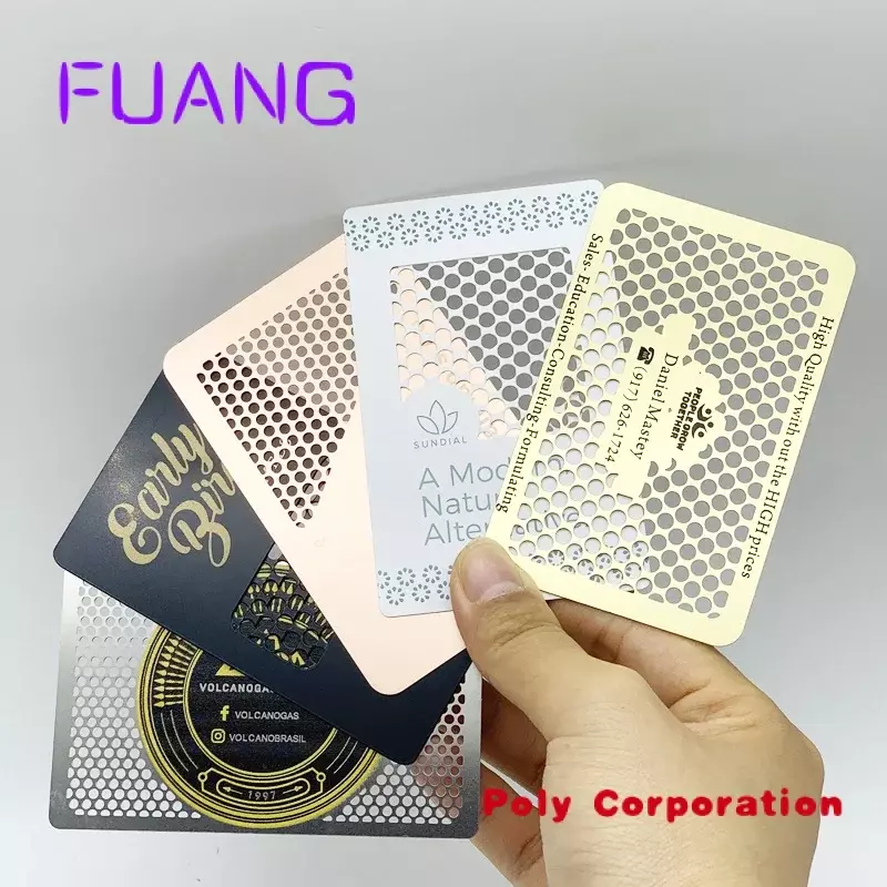 Benutzer definierte heiße Verkauf aus gezeichnete Qualität Visitenkarte Aluminium Visitenkarte Druck Metall Visitenkarte