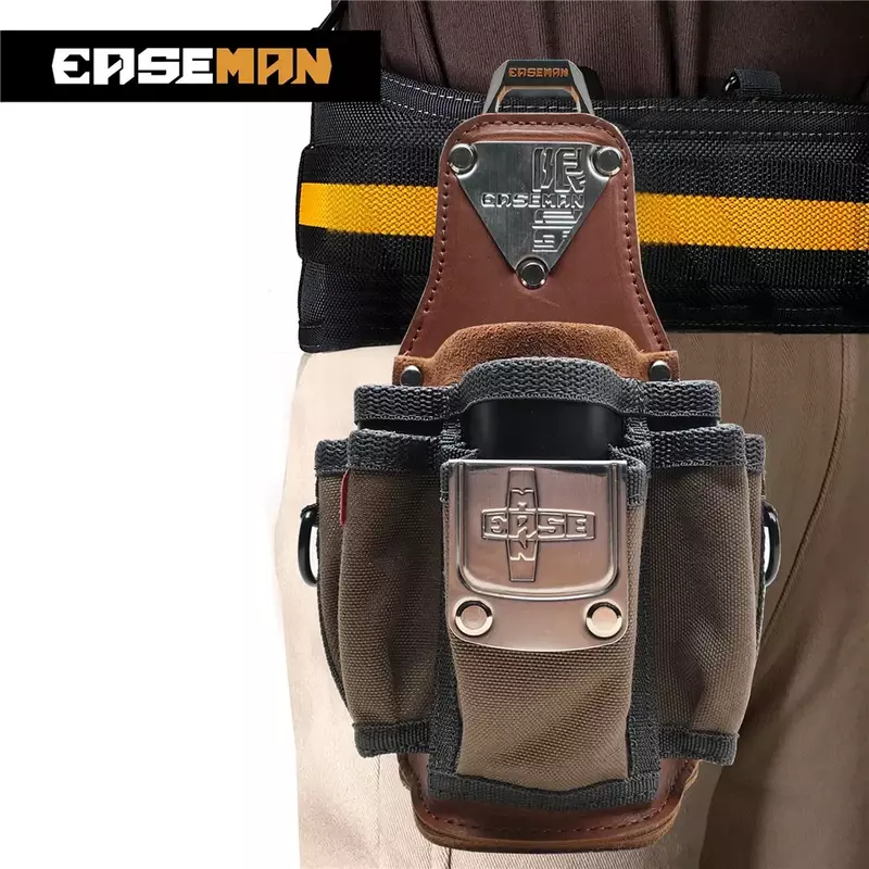 Tas Pinggang alat kulit tugas berat, tahan aus, kokoh, kualitas terbaik, Pochete dengan beberapa kantong untuk ahli listrik