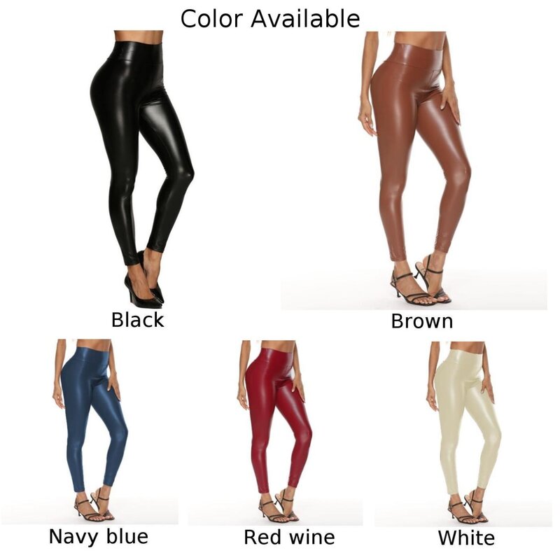 2021 Fashion New Pants Skinny Stretchy Trousers Wet Look Party Pencil Pants Womens Workout Clubwear Faux Leather