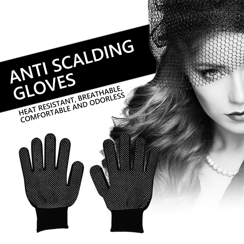 1Pair Hair Straightener Perm Curling Hairdressing Heat Resistant Finger Glove Hair Styling Tools Heatproof Protective Gloves