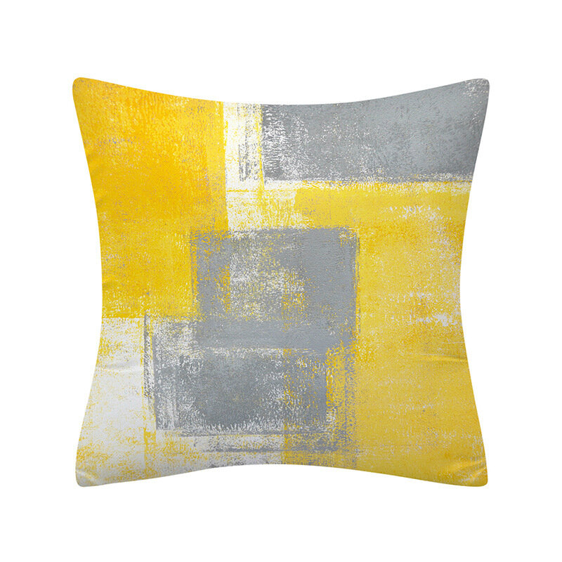 Housses de coussin décoratives contemporaines d'art jaune et gris, ensemble de 4 taies d'oreiller, canapé, chambre à coucher, décor de voiture