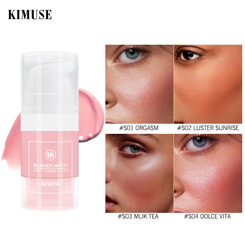 KIMUSE-colorete facial líquido multifunción para mujer, contorno de larga duración, mate Natural, mejilla, crema líquida, rubor, Cosméticos de maquillaje