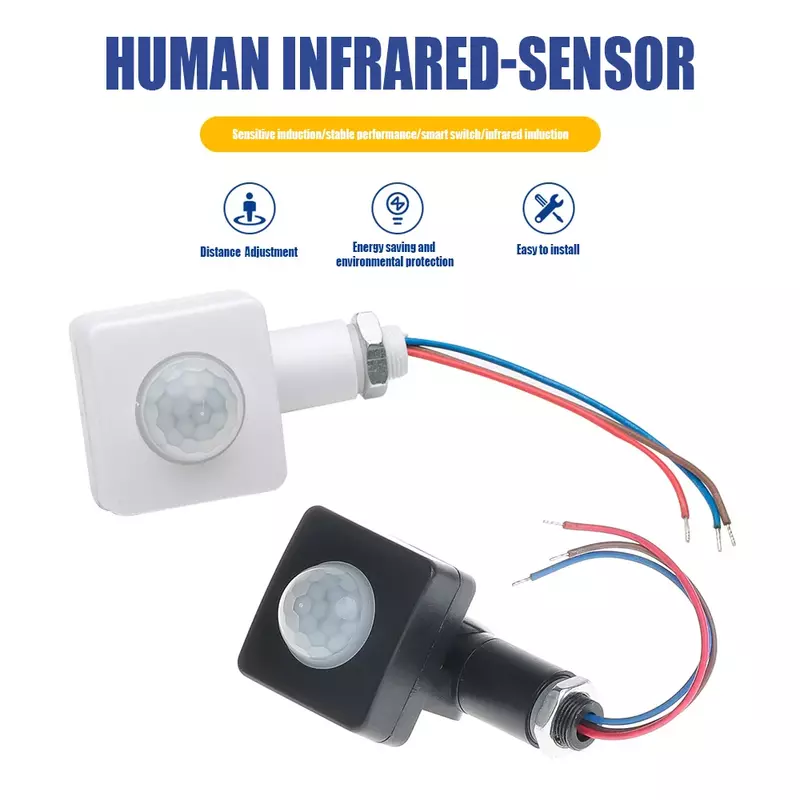 Sensor de movimiento humano AC85-265V, Detector de movimiento PIR para casa inteligente, interruptor PIR ajustable, Sensor de luz