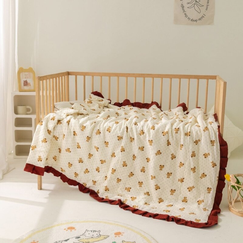 Муслиновые пеленки с оборками из хлопка для новорожденных, детское одеяло, принимающее одеяла, полотенце 45BF