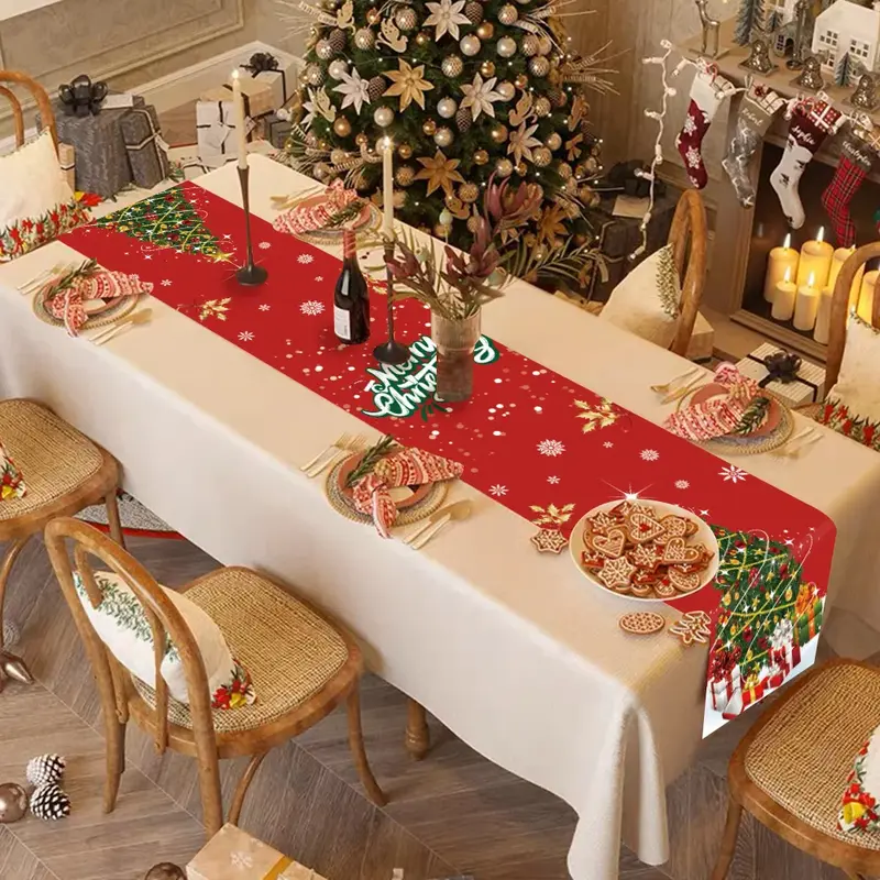 Taplak meja persegi panjang motif baru untuk dekorasi pesta Natal
