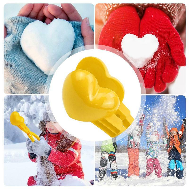 Snowball Maker Cute Love Heart Shaped Snow Shaper Molds With Handle Snowball Maker Snow Toys For Kids Outdoor Winter Snow Toys