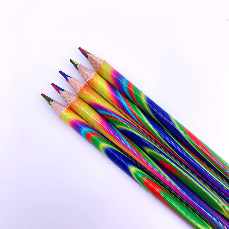 1 buah pensil pelangi empat warna Inti pensil alat tulis grafiti menggambar alat melukis kantor perlengkapan sekolah