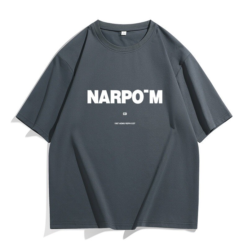 Camiseta americana de manga curta estampada em letras de rua alta, blusa casual com gola redonda solta, nova, verão, 2024