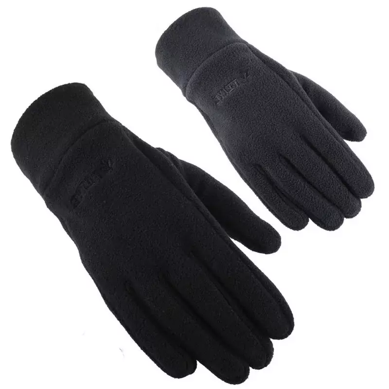 2023 Men's Winter Gloves Solid Women Outdoor Polar Fleece Thicken Warm Cold Finger Glove Motorcycle Cycling Wrist Black Mittens