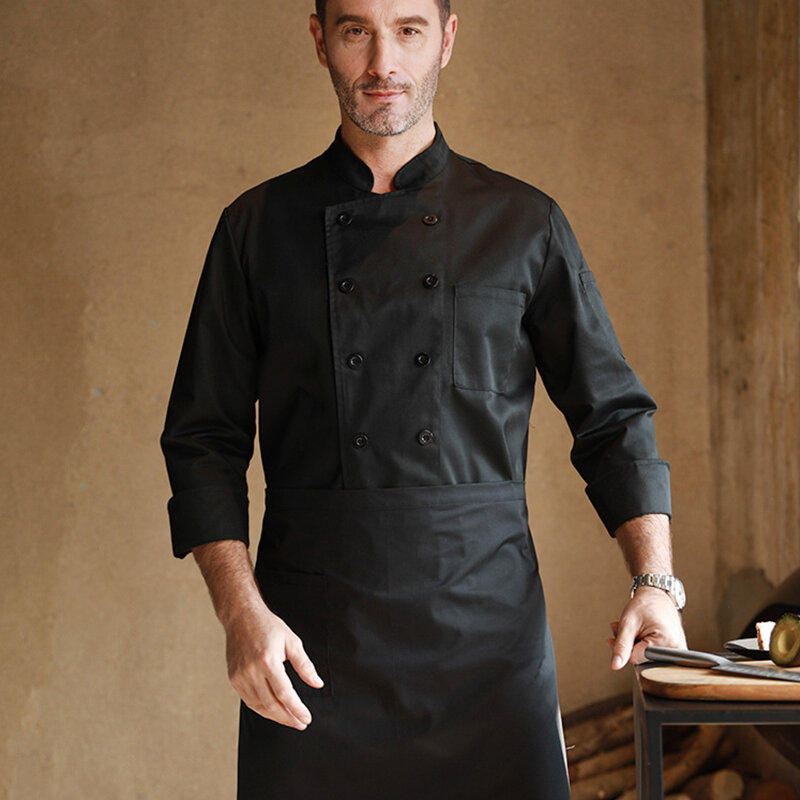 Męskie koszule szefa kuchni damskie płaszcz kuchenny krótki/długi rękaw szef kuchni ubrania robocze restauracja hotelowy kelner jednolite kurtki szefa kuchni