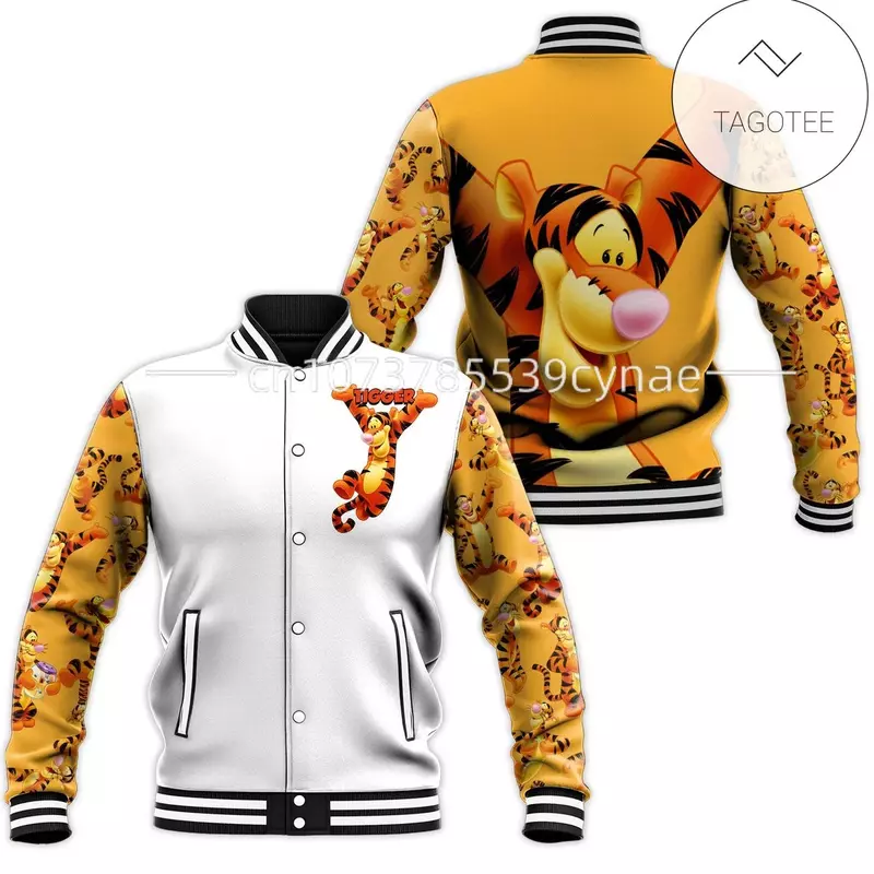 New Tiger Winnie the Pooh Disney Baseball Jacket Casual Street Y2k Jacket Fashion Hoodie Men's and Women's Jacket