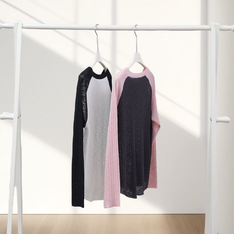 YG-Camisola feminina de manga comprida de quatro estações, contraste de cores, Top macio e confortável, moda, frete grátis, 2024