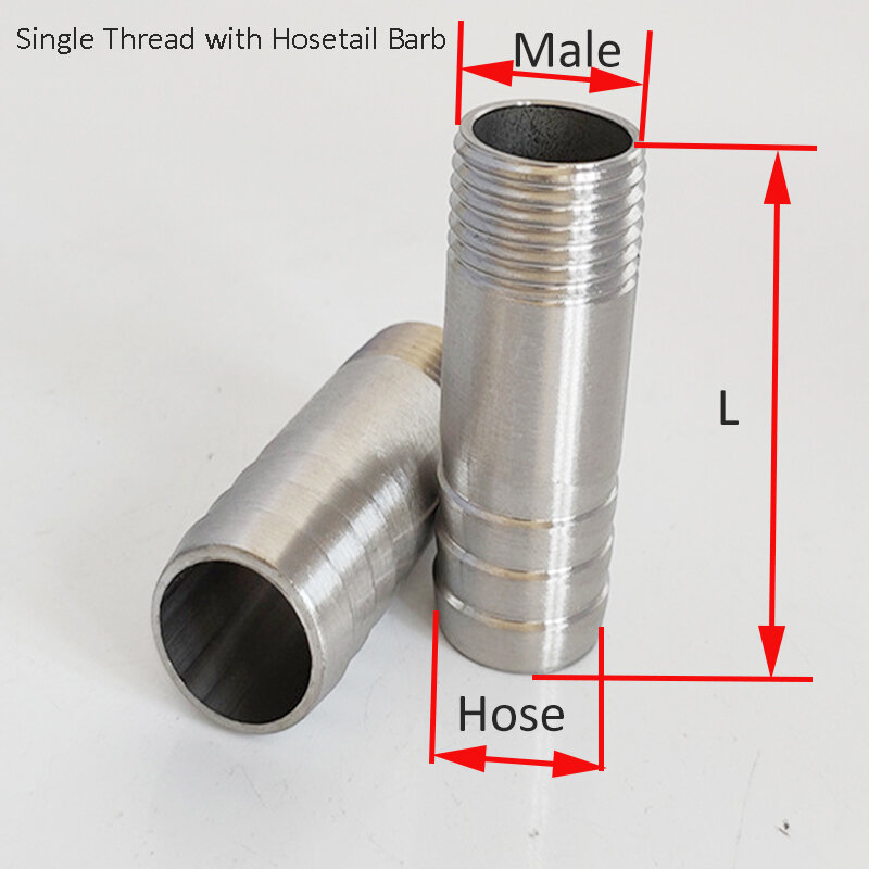 Thread Tube Stainless Steel SS304  Spool Pipe Fitting  1/4" 3/8" 1/2" 3/4" 1" 1-1/4" 1-1/2"