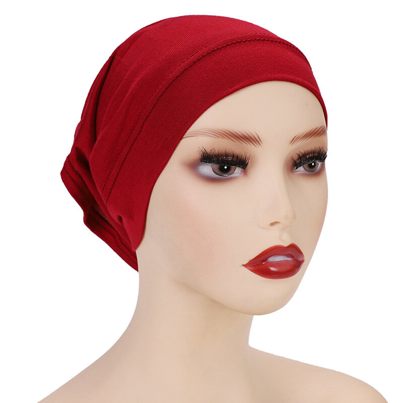 モーダルインナーヒジャーブイスラムイスラム教徒ストレッチターバンキャップイスラムunderscarfボンネット帽子女性ヘッドバンドturbante mujer