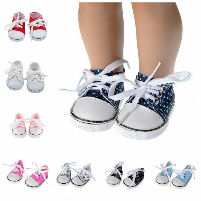 Zapatos de lona de 7CM para muñeca, Mini zapatos informales con cordones, zapatillas coloridas para muñeca, juguete para niños