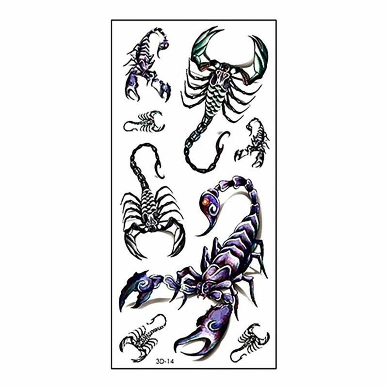 Moda męska fajna zabawna 3D Scorpion król tymczasowy wodoodporny tatuaż naklejka
