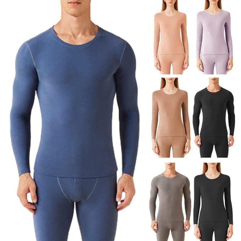 Conjunto roupa interior térmica feminino masculino longo johns camada base conjunto inverno quente superior inferior dropship