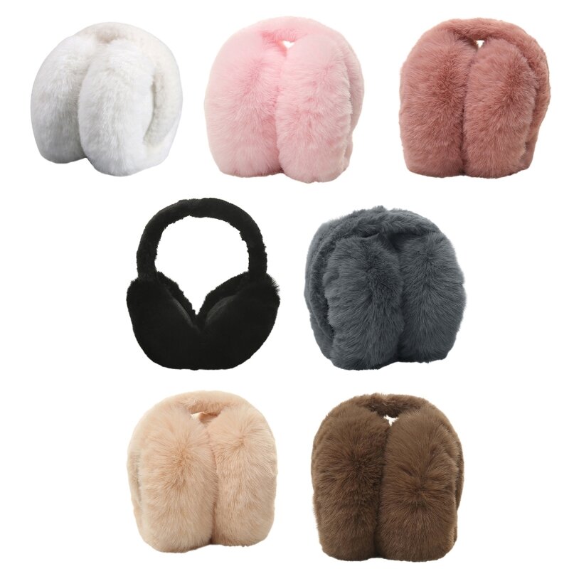 Foldable Plush Earmuffs for Women Warm Ear Warmers Cold Weather Ear Protective Furry Ear Flaps for Outdoor Activities