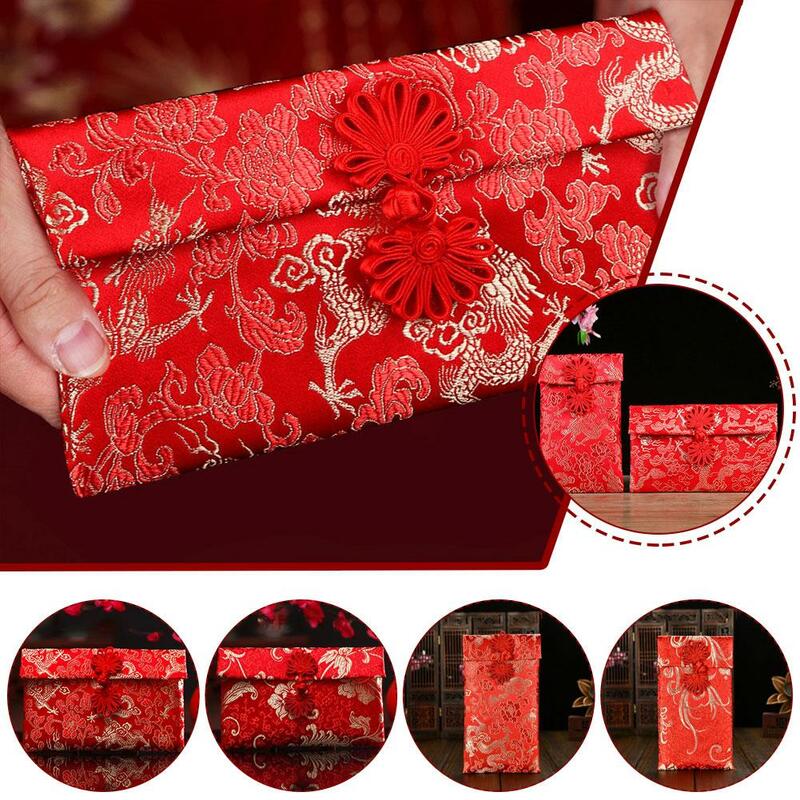 刺designデザインの中国風の赤い封筒,刺繍された色あせた布,ラッキーバッグ,ハンドバッグ,ギフト,結婚式,新年のパーティー用品
