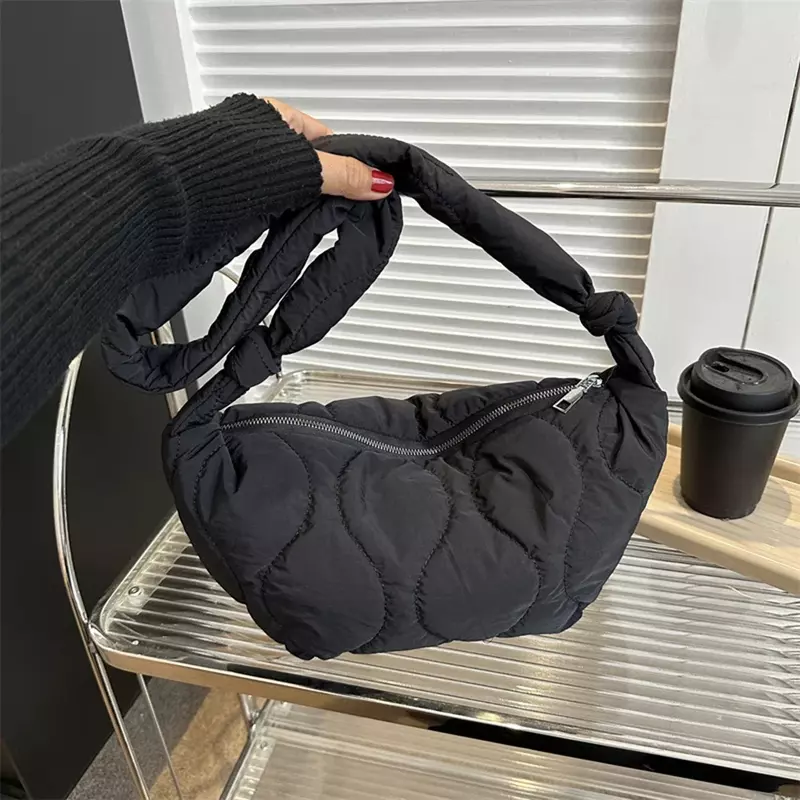 VL018 женская сумка через плечо, модная мягкая пуховая хлопковая подушка, сумка-шоппер с молнией, сумка для подмышек