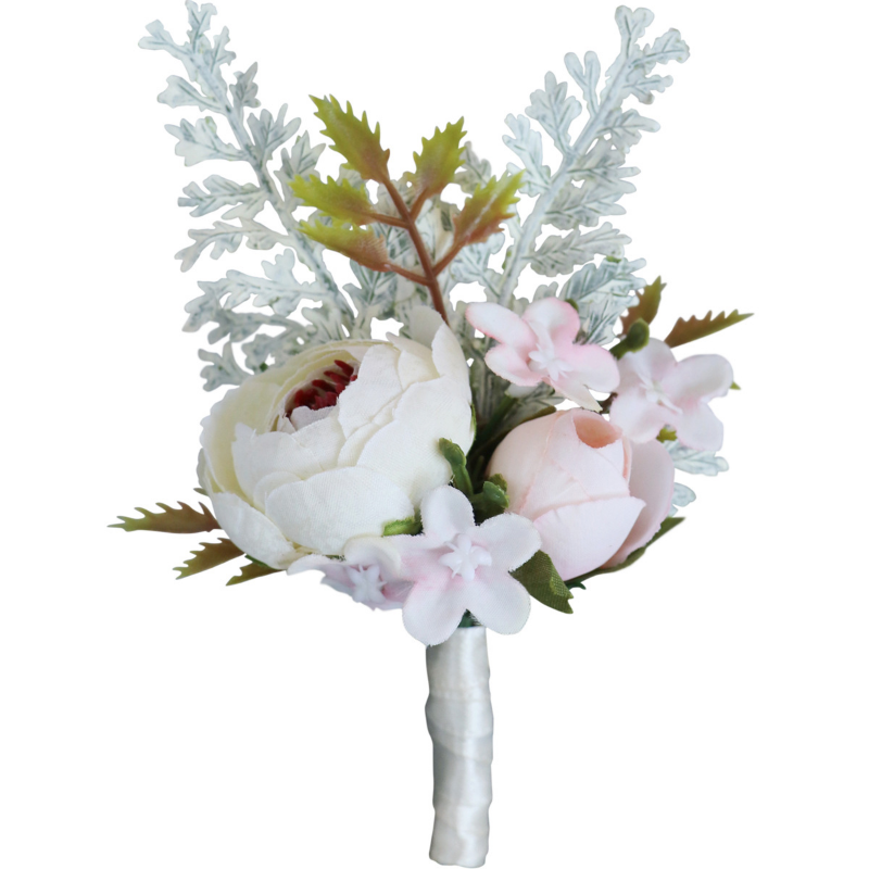 Branco artifical boutonniere pulso corsage flores acessórios de casamento boutonniere mariage homme