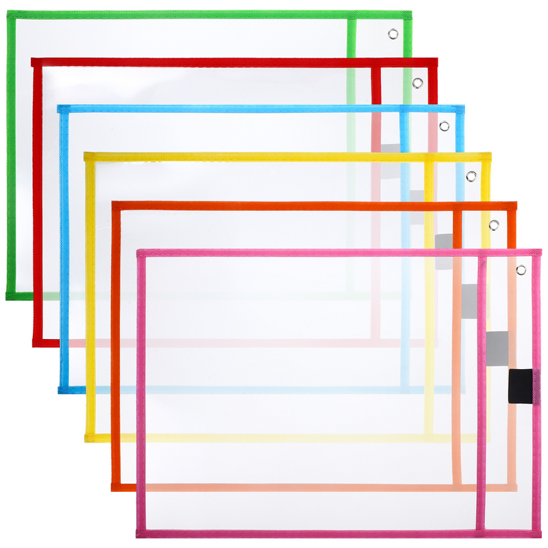Сухая стираемая карманная втулка для учителей-6 упаковок, многоразовый пластик, разные цвета, 13,8X9,8 дюйма