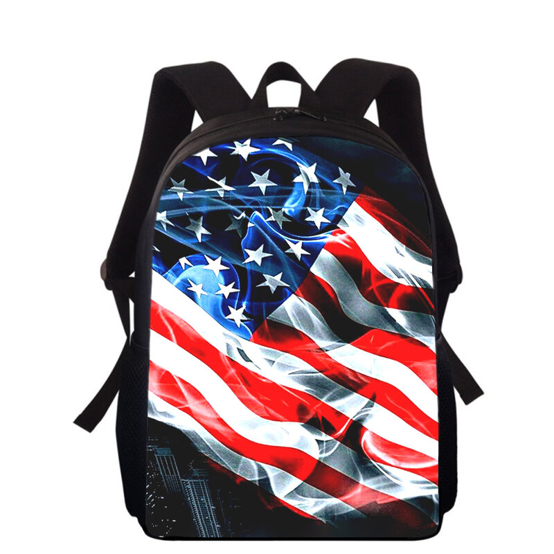 Ransel anak laki-laki perempuan, tas ransel Sekolah Dasar motif 3D 16 "bendera Amerika Serikat untuk anak laki-laki dan perempuan