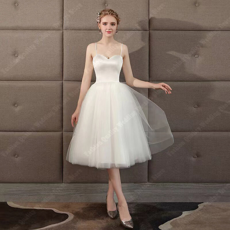 Grace-Mini vestidos de noiva curtos femininos, tule vintage, vestidos de noiva em linha A, vestido de princesa, 2024