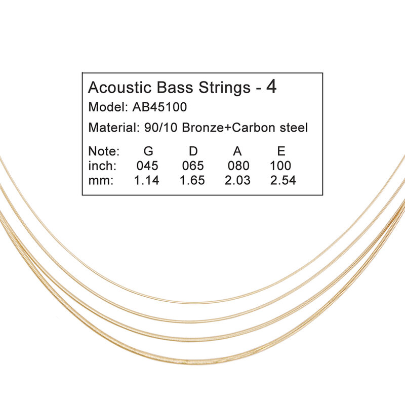 Cuerdas de Bajo acústico de calibre 45-10, accesorios de repuesto de guitarras de núcleo de acero al carbono, instrumentos musicales, parte de guitarra