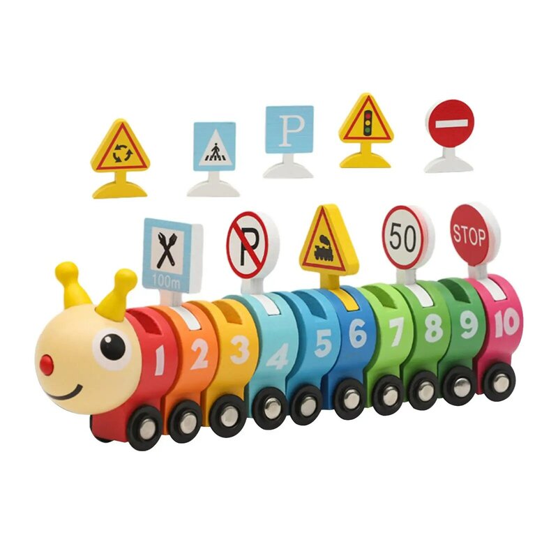 Building Train Montessori Wooden Train Set for Baby Ages 2+ Boys Girls